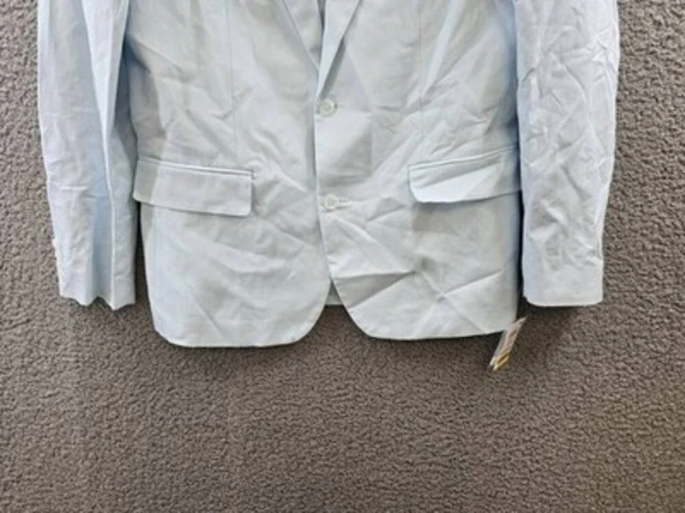 Mode of One Slim-Fit Blazer Men's L Delicate Blue Linen Blend Button Closure